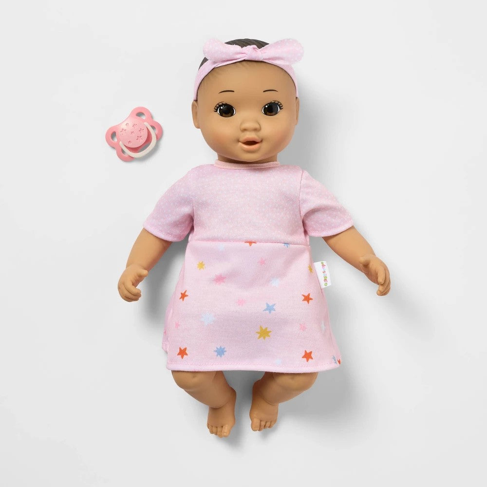 Gigglescape 14" Girl Baby Doll - Black Hair, Brown Eyes