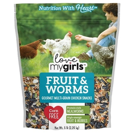 Love My Girls Fruit & Worms Gourmet Multi-Grain Chicken Treats  Granules  5 Lb. Bag