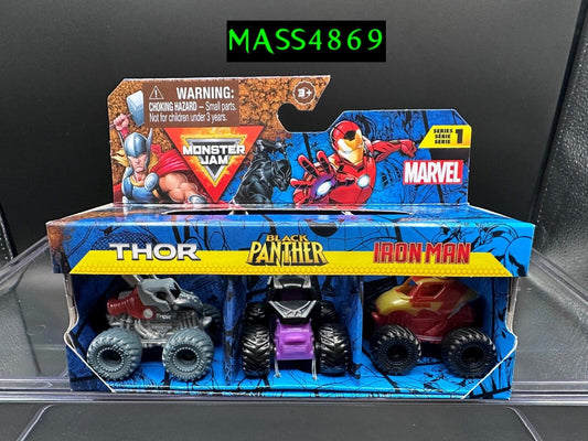 Marvel Mini Monster Truck 3-Pack: Thor, Black Panther, Iron Man