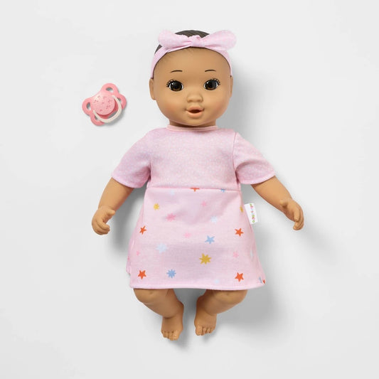 Gigglescape 14" Girl Baby Doll - Black Hair, Brown Eyes