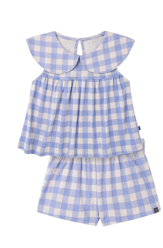 Blue Gingham Baby Romper -12 months